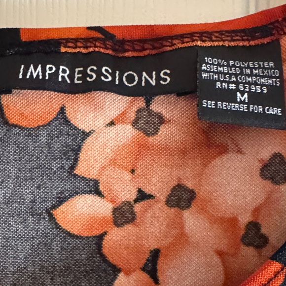 Impressions Black & Orange Floral Top – Size M - Picture 3 of 8
